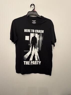 Halloween II "Here To Crash The Party" Black Graphic T-Shirt Small 60% Cotton 40